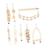 NOLITOY 9 Pièces Jouet Combiné Perroquet Balançoire Bois Oiseau Balançoire Perroquet Balançoire Jouets à Mâcher Jouet De Cage à Oiseaux Jouet à Mâcher Pour Oiseau King Tosu En Bois