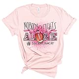 Nobody Fights Alone Tackle Cancer Breast Cancer Tshirt for Women, Gift for Cancer Survivor, Fight for Cancer Awareness Shirt (L)