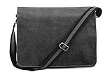 Quadra Vintage Canvas Despatch Bag, Schultasche, Umhängetasche, Black,