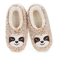 cosyone1997 Cute Slippers for Women Toddler Kids Girls Boys Teens, Fuzzy Bedroom Shoes Indoor, Soft Cozy Fluffy House Sock, Unique Funny Christmas Gifts for Mom Animal Lovers, Tan Sloth Size 7-8