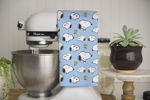 Image of Flagology, Peanuts Snoopy Heads Pattern Kitchen Tea Towel 16 inch x 25 inch, Cute Kitchen Decor, Licensed Peanuts, Hand Towel