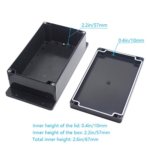 Junction Box, Zulkit Project Box Waterproof Dustproof Ip65 Abs Universal Electrical Boxes Enclosure With Fixed Ear Black 7.87 X 4.72 X 2.95 Inch (200 X 120 X 75 Mm)(Pack Of 1) #TOP5