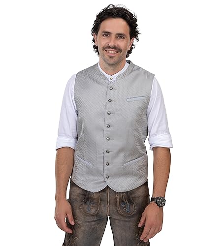 Gilet traditionnel homme jacquard gris élégant Jona pour costume de fête