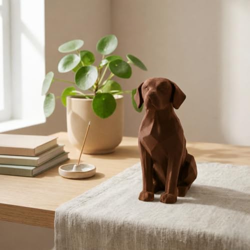 Image of Eco-Friendly Dog Statue - Modern Home Decor Accent | Minimalist Pet-Inspired Sculpture for Living Room, Office & Gifts (Br)