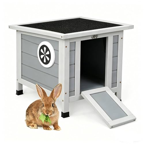 Coziwow Rabbit Hutch, Outdoor Cat House Weatherproof, Bunny Cage Indoor