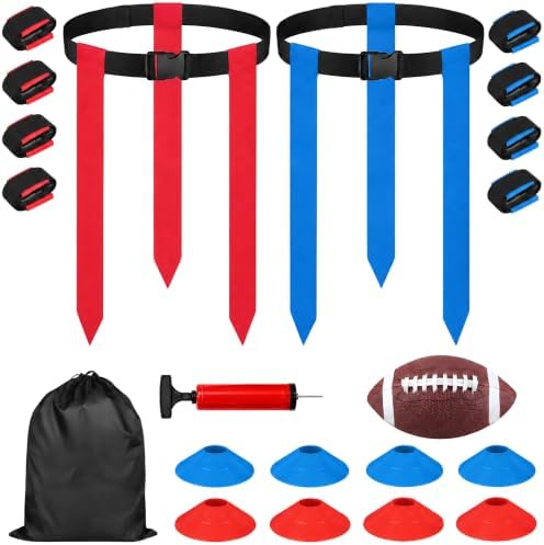 Flag Football Set for 8 Players, Adjustable Flag Football Belts w...