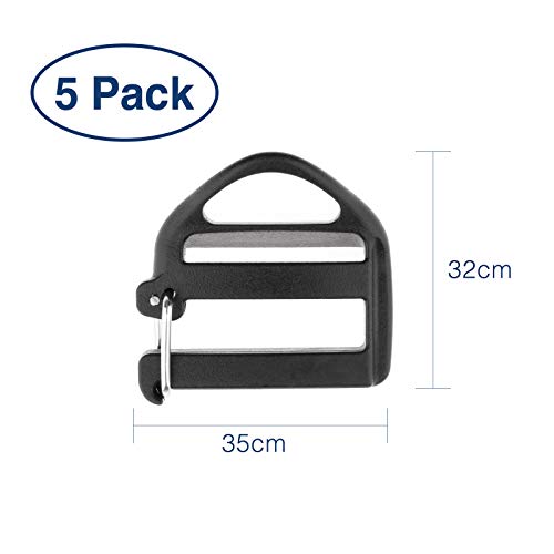 Baoblaze 5 Pieces 1 inch Plastic Triglides Slides for Webbing Fasteners Strap Backpack, Black 5pcs - Image 2