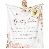Zvzmzy Mother's Day Great Grandma Gifts Blanket 60'x 50', Gifts for Great Grandma from Grandkids, Best Great Grandmother/Grandmas Presents for Mothers Day, Promoted to Great Grandmother