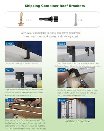 Wood Truss Brackets for Shipping Containers, Shipping Container Roof Brackets Fit for 20 FT Shipping Containers, Fit for DIY Enthusiasts Transform Shipping Containers into Homes, Offices, Studios