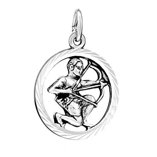 NKlaus 18mm Sternzeichen Schütze oxidiert 925 Silber Anhänger diamantiert Horoskop 13711