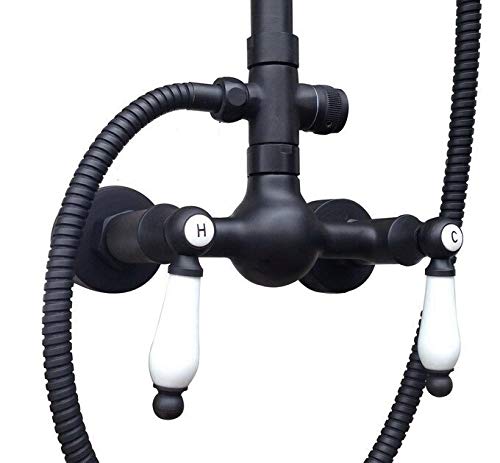 Ensemble de robinets de douche anticalcaire laiton noir - 3