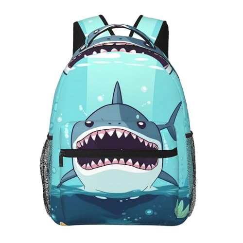 Sac à dos ordinateur motif requin et sac de travail léger de style décontracté