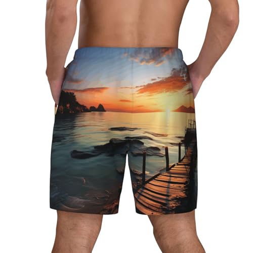 Men's Swim Trunks Quick Dry Board Shorts Seascape Sunset Ocean Beach Beach Shorts with Pocket Bathing Suits for Men3