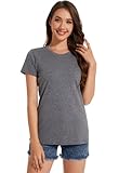 Ullnoy 3 Pack Womens Casual Cotton Crew Neck Quick Dry T-Shirts Wicking Athletic Short Sleeve Yoga Tops Black/Grey/Wine Red M - Image 4