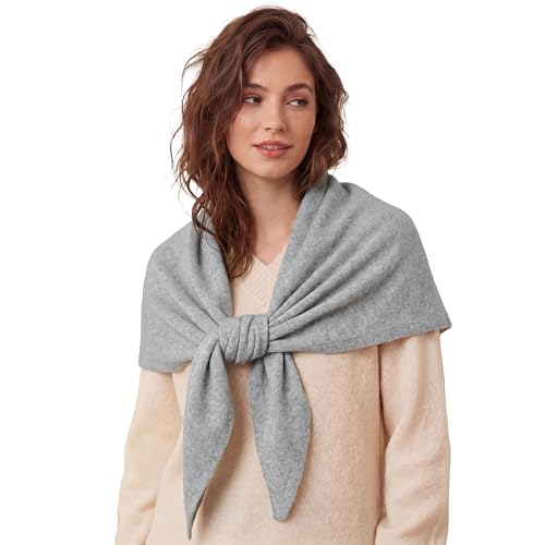 SWAT PANY Pashmina Shawl Wraps for Women Knitted Triangle Cape Cashmere Shoulder Top for Fall Winter Fashion Accessory Light Grey