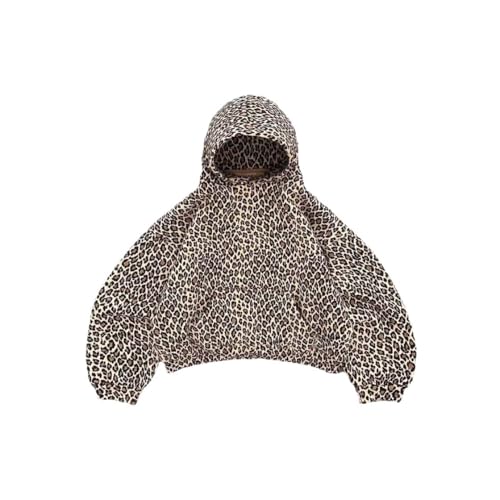 HAXQB Y2k Leopard Print Hoodies for Women & Men - Cheetah Print Sweatshirt - Graphic Hoodie - 2000s Sweatshirt - L Brown