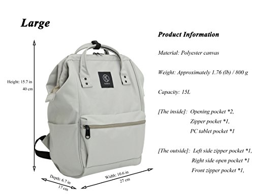 Kah&Kee Polyester Travel Backpack Functional Anti-Theft School Laptop For Women Men (Light Gray, Small) #TOP4