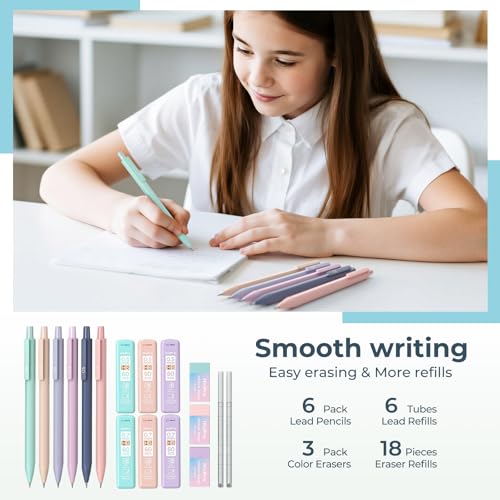 Image of Nicpro School Supplies with Cute Pencil Case, 39 PCS Blue | Back to School Stationery Set, Essentials for College Nursing Student, 12 Pastel Highlighter, 6 Mechanical Pencil, 5 Gel Pen