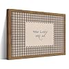 How Lucky Are We Wall Art, Vintage Gingham Inspirational Canvas Wall Decor Painting, Funky Preppy Stripe Quotes Poster Print Picture for Bedroom Dorm Apartment Decor 12×16 Inch Framed