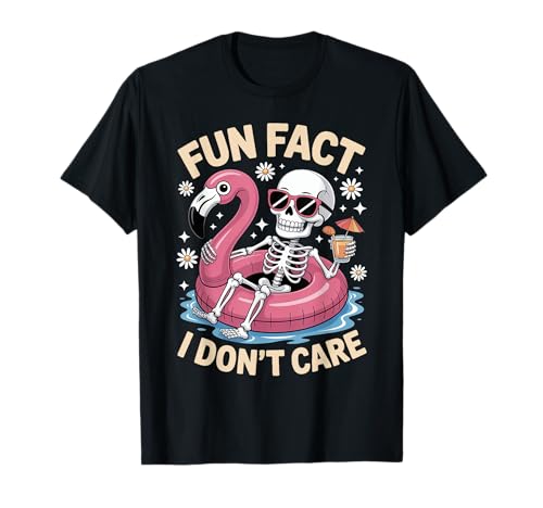 Fun Fact I Don't Care Squelette Float Design Retro Summer T-Shirt