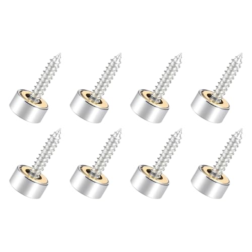 QUARKZMAN 10mm Miroir Vis Cache Vis x 8PCS Brossé Inoxydable Acier Décoratif Capuchons Couverture Attaches pour Décoratif Miroir et Signe Publicité...