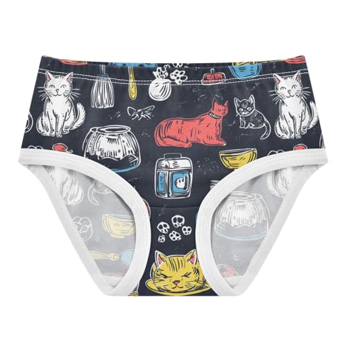 ZZKKO Abstract Lines Cat Girls Underwear Toddler Panties for Girls Comfort Brief Size 8Y