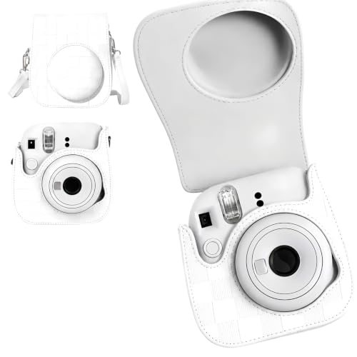 Camera Case for Fujifilm Instax Mini 12, Embossed PU Leather Bag with Strap