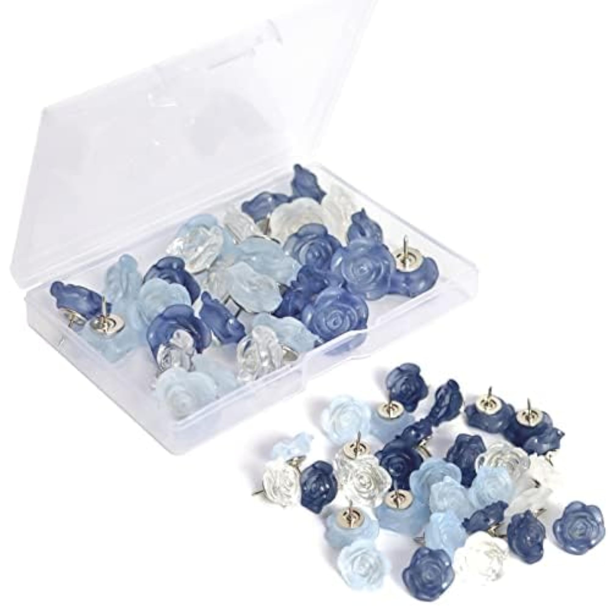 30 Pcs Floral Push Pins Resin Rose Decorative Thumb Tacks