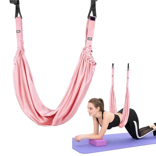 Aerial Yoga Hängematte, Yoga Schaukel aus Nylon Anti-Schwerkraft Hängematte, Yogagurt Beinstretcher Hochelastischer Stretching Band für Fitness Ballett Pilates Spagat Gymnastik