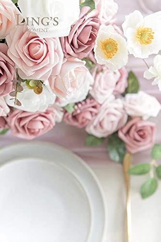 Ling's Moment Artificial Rose Flowers 50Pcs Dusty Rose Ombre Foam Roses W/Stem For Diy Wedding Bouquets Centerpieces Bridal Shower Party Home Decorations (Regular 3") #TOP2