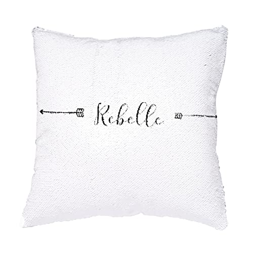 Coussin sequin paillettes rouge rebelle à message calligraphie originale