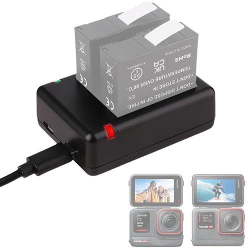 LINGHAUNG for Insta360 Ace Pro 2�EAce Pro�EAce �o�b�e���[�[�d�� �f���A���o�b�e���[�`���[�W Ace Pro 2 �[�d�� Micro USB��Type-C 2�[�d�|�[�g Insta360 Ace/Ace Pro/