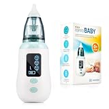 Meriden Aspiro Baby Elektrischer Nasensauger und Ohrensauger mit 3 Saugköpfen, 3 Saugstärken, Gratis Pinzette klinisch getesteter Nasensauger Staubsauger sichere und sanfte für alle Altersgruppen 0+