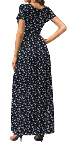 Image of DB MOON Womens 2026 Summer Maxi Dresses Casual Short Sleeve Empire Waist Spring Long Dress with Pockets
