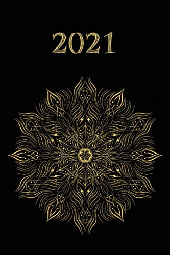 Preisvergleich Produktbild 2021: Planer - Kalender - Wochenkalender - Notizkalender - Wochenplaner - Terminplaner - Cover Schwarz - Mandala