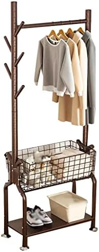 Hall Tree with Shoe Storage, Coat Rack Freestanding Metal, Coat Rack Stand with Shelf, 3-in-1 Coat Rack Shoe Bench Entryway Hall Tree for Hanging Jacket, Scarf (Color : Bronze, Size : 60cm)