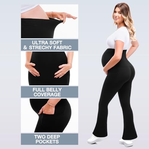 50% Off Leafigure Maternity Flare Leggings with Pockets - Image 5