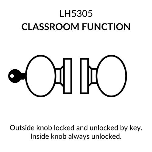 Lawrence Door Knob Cylindrical Lock Classroom Function Key Locks Exterior Oil Rubbed Bronze Finish Lh5305Ob -Us10B Ul Certified Ansi/Bhma Grade 2 Commercial Door Knob For Heavy Duty Use #TOP2