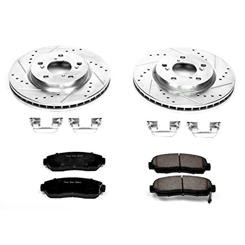Power Stop K2435 Front Z23 Carbon Fiber Brake Pads With Drilled & Slotted Brake Rotors Kit #TOP4