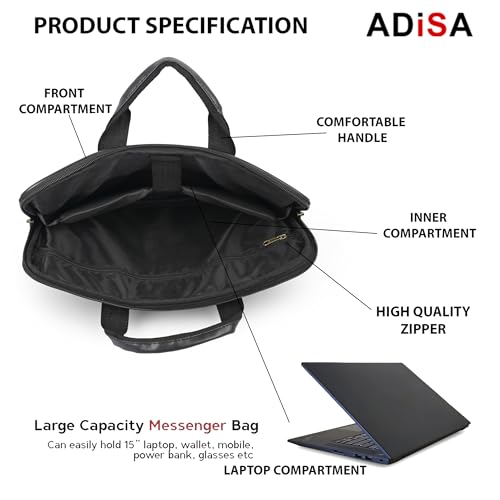 Image of ADISA Laptop Messenger Office Bag Briefcase for Work for Men (LB6056-BLA)