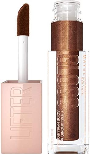 Maybelline New York Lifter Gloss, Hydrating Lip Gloss with Hyaluronic Acid, High Shine for Plumper Looking Lips, Crystal, Golden Neutral, 0.18 Ounce