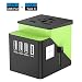 Universal Travel Adapter, International Power Adapter with 4 USB,European Adapter for UK,US,AU,CA,India 150+ Countries,All in One Travel Plug Adapter Europe (Green New)
