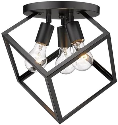 Matte Black 3-Light Semi-Flush Cassio by Golden Lighting