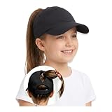 LISHIHE Mädchen Basecap Sommer mit Ponytail 5–12 Jahre, Baseballkappe Kinder Atmungsaktive Netz Schnelltrocknend, Sport Sonnenhut Kopfumfang 53–54 cm für Tennis Schule Outdoor