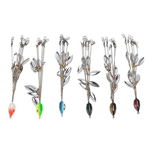 Umbrella Fishing Rigs, 6 Pcs Umbrella Rigs with Sequin Fishing Rigs Lure 5 Arms 8 Blades for Fishing Bass Bait Lure A Rig Fishing Lure
