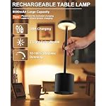 Cordless Table Lamp Set of 2, Rechargeable 5000mAh Battery Powered Outdoor Table Lamps, Portable LED Desk Lamp, 3 Color Dimmable Light for Restaurant, Patio, Bedroom, Bedside Night Lamp(Black) - Image 3