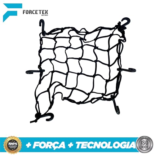 Rede Elástica Preta Moto Bagageiro Capacete Carro 42x42