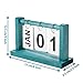 Wooden Perpetual Desk Calendar,Vintage Flip Desktop Calender,Blue Calendar for Home Office Wedding Desk Accessories