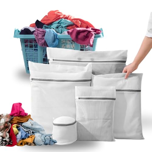 Kit 5 Sacos para Lavar Roupas Delicadas na Máquina de Lavar, Duráveis | Proteção Total Contra Danos e Desgaste | Zíper Reforçado | Perfeito para Roupas Íntimas – Qualidade Premium