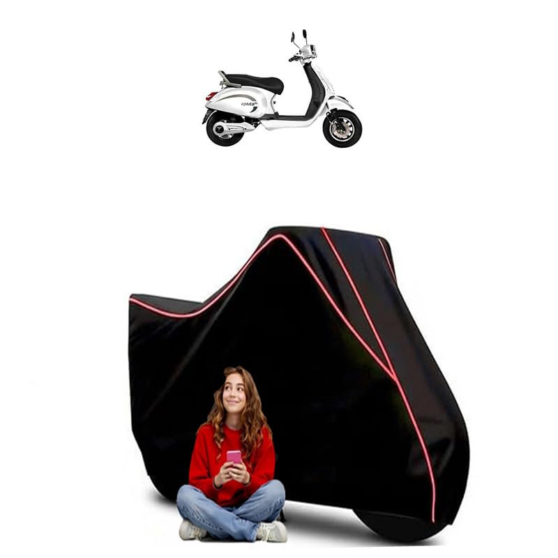 Image of EPluto 7G Standard Scooty Bike Cover Water Resistant Outdoor Use Universal Fit Scooters Motorcycles Heavy Duty UV Protection Dust Rain Scratch Resistant Elastic Bottom Black Blue Piping